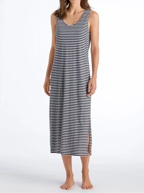 Hanro Laura Navy & White Striped Sleeveless Maxi Dress